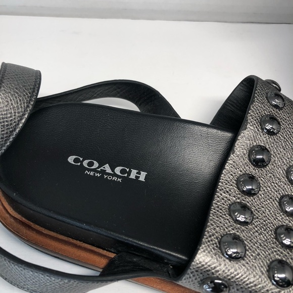 Coach Women's Dannie Gunmetal Metallic Studded Sandals Size 8B - Picture 5 of 8